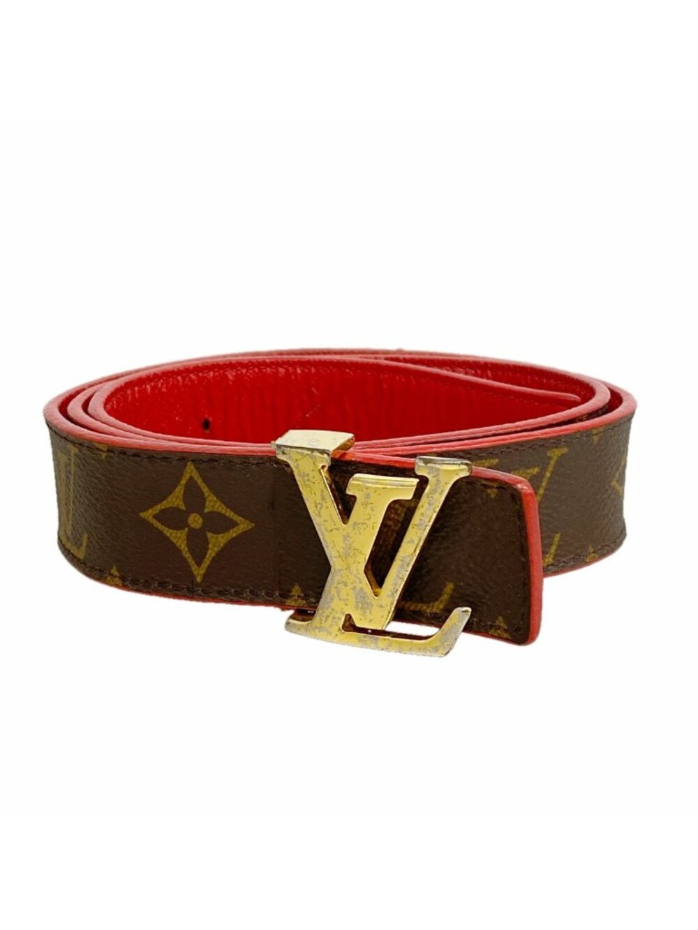Louis Vuitton Belt Monogram Ceinture LV Brown Red
